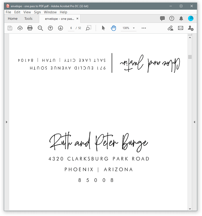 Print One-Pass Envelope to PDF
