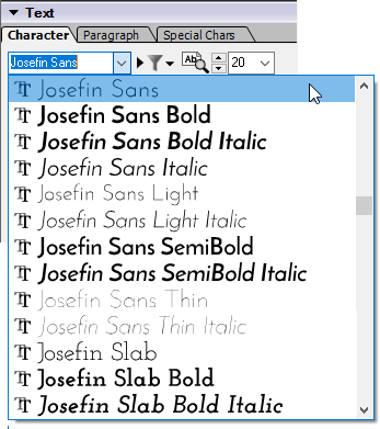 Enhanced Font Menu Shows All Styles