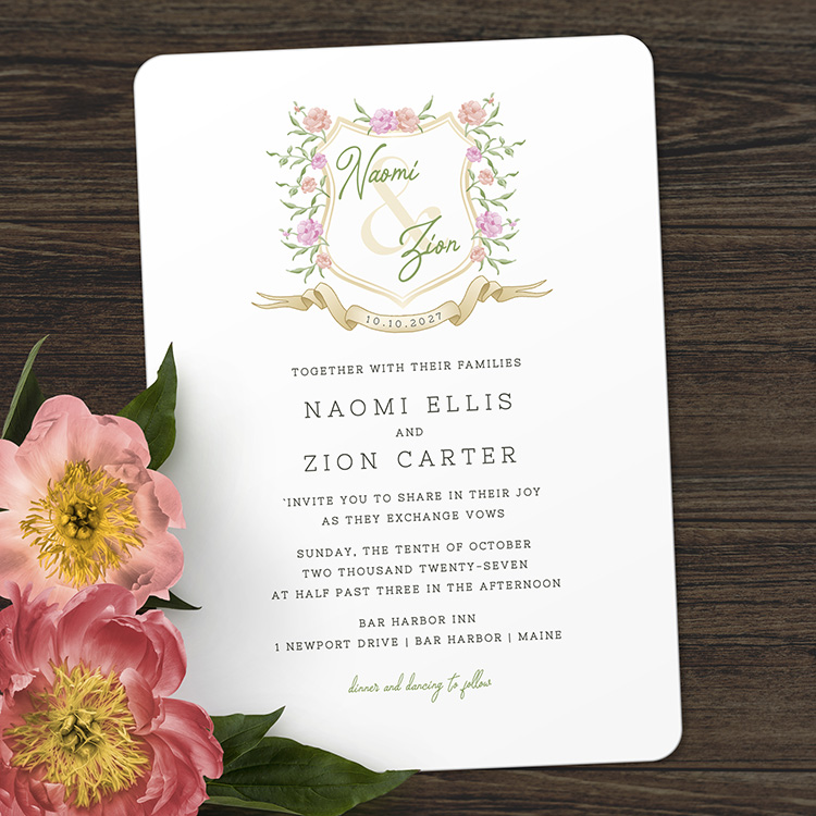 Floral Banner Crest Wedding
