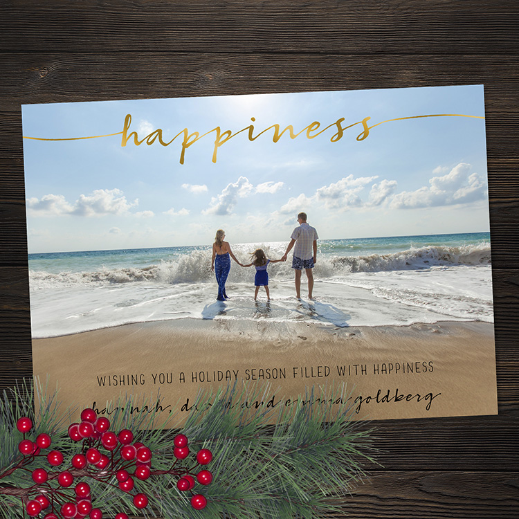 Happiness Photo Holiday Card (foil)