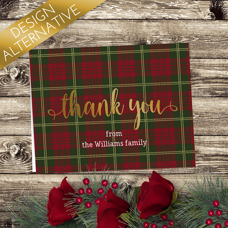 Red Plaid Thank You Note (foil)