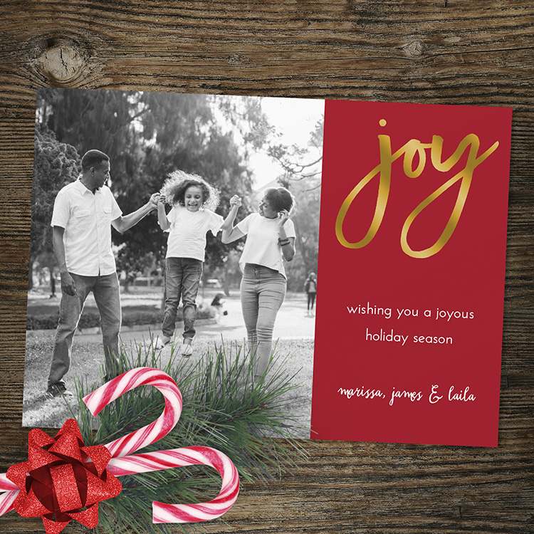 Script Joy Holiday Card (foil)