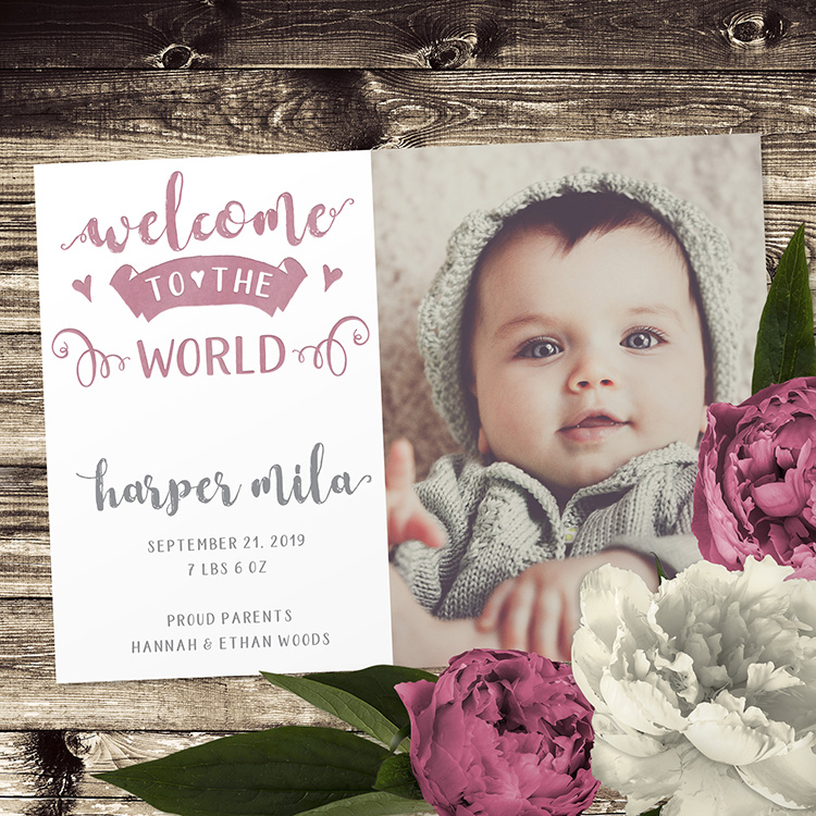 Welcome to the World Birth Announcement (letterpress)
